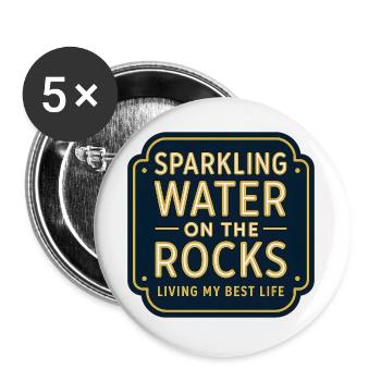 Eau pétillante sur rochers, néon - Lot de 5 grands badges (56 mm) - blanc - Devant