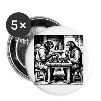 Monkeys play chess T-Shirt - Buttons large 2.2''/56 mm (5-pack) - white - Front