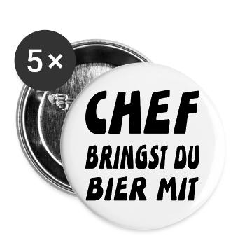 Chef - Buttons groß 56 mm (5er Pack) - Weiß - Vorne