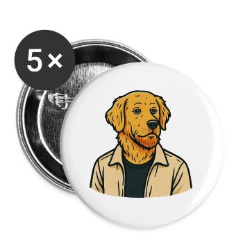 Golden Retriever as Human Funny Dog Shirt - Buttons large 2.2''/56 mm (5-pack) - white - Front