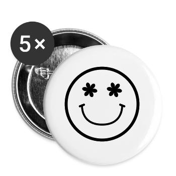 Smiley face - Buttons large 2.2''/56 mm (5-pack) - white - Front