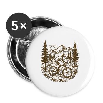 Mountain Bike Flow: Vintage MTB Design Mountains - Buttons large 2.2''/56 mm (5-pack) - white - Front
