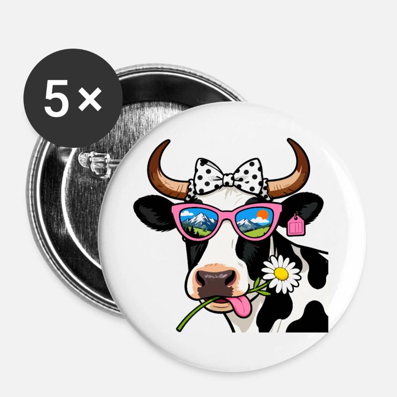 Cow Nature Goggles Mountains - Buttons large 2.2''/56 mm (5-pack) - white