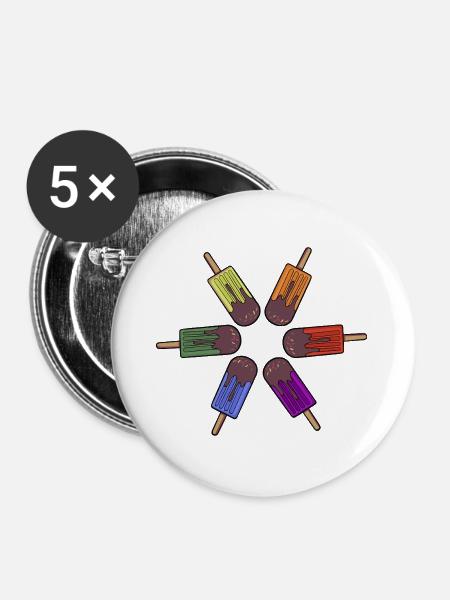 Rainbow Frozen pop Circle - Buttons groß 56 mm (5er Pack) - Weiß