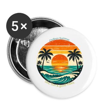 Endless Summer: Sea, Sun & Vibes - Buttons large 2.2''/56 mm (5-pack) - white - Front