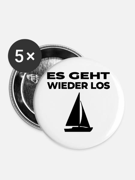 Segeln - Buttons groß 56 mm (5er Pack) - Weiß
