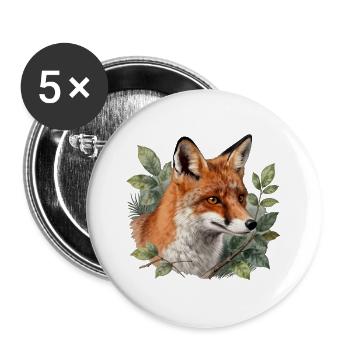 Botanischer Fuchs - Buttons groß 56 mm (5er Pack) - Weiß - Vorne