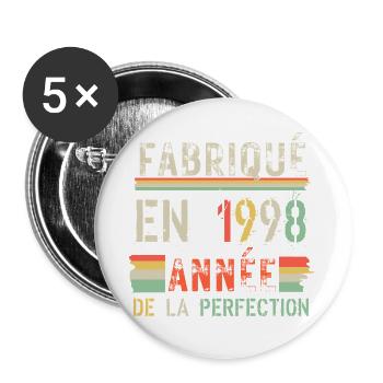 Fabriqué en 1998 Année Parfaite - Lot de 5 grands badges (56 mm) - blanc - Devant