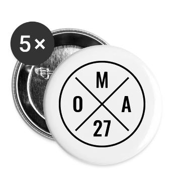 Oma 27 - Baby Ankündigung - Nachwuchs - Oma 2027 - Buttons groß 56 mm (5er Pack) - Weiß - Vorne