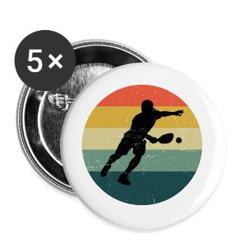 Pickleball player motif around pickleball athlete - Buttons large 2.2''/56 mm (5-pack) - white - Front