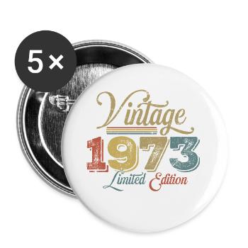 Vintage 1973 - Buttons groß 56 mm (5er Pack) - Weiß - Vorne