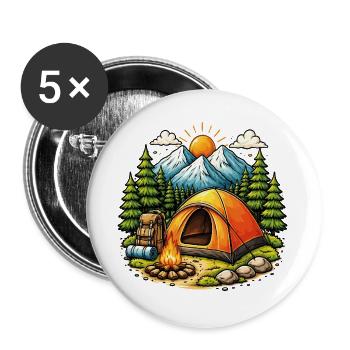 Tent camping bivouac mountain nature - Buttons large 2.2''/56 mm (5-pack) - white - Front