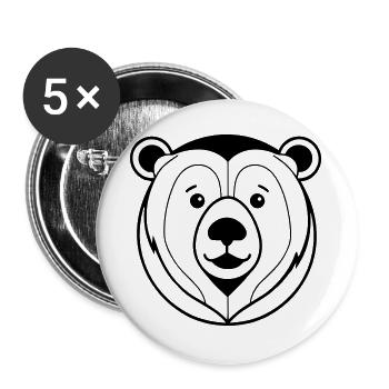 Bär - Buttons groß 56 mm (5er Pack) - Weiß - Vorne