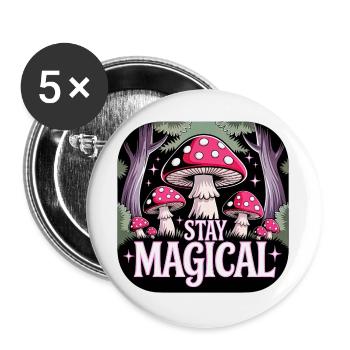 Restez magique dans la forêt de champignons - Lot de 5 grands badges (56 mm) - blanc - Devant