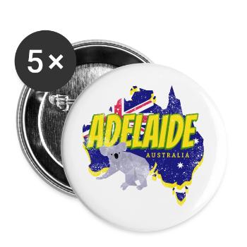 Adelaide Australien Retro Koala und Fahne Souvenir - Buttons groß 56 mm (5er Pack) - Weiß - Vorne