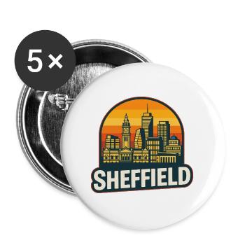 Sheffield Steel City Skyline Retro Sunset Art - Buttons large 2.2''/56 mm (5-pack) - white - Front