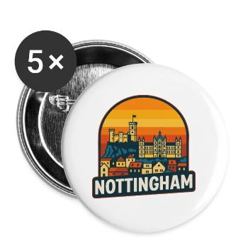 Nottingham Skyline Retro Sunset Vintage Design - Buttons large 2.2''/56 mm (5-pack) - white - Front