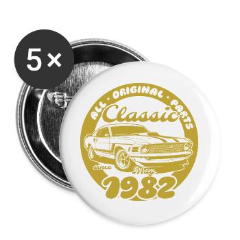 44e anniversaire - Classic Musclecar 05/1982 - Lot de 5 grands badges (56 mm) - blanc - Devant