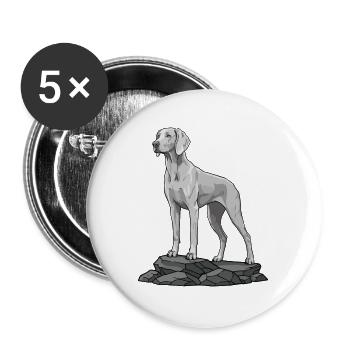 Weimaraner Dog on Rock Portrait - Buttons large 2.2''/56 mm (5-pack) - white - Front