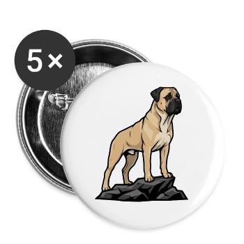 Bullmastiff-Hund auf Felsen Porträt Rehfawn Black - Buttons groß 56 mm (5er Pack) - Weiß - Vorne