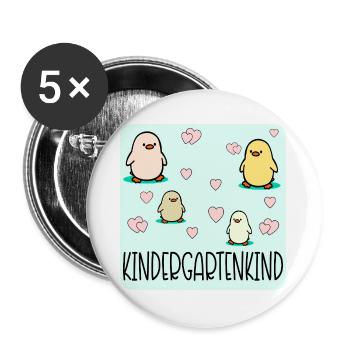 Kindergartenkind Küken Kleinkinder - Buttons groß 56 mm (5er Pack) - Weiß - Vorne