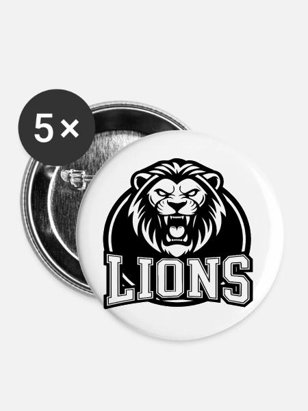 Lion Crest Leichtathletik - Buttons groß 56 mm (5er Pack) - Weiß