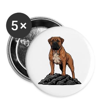 Boerboel Dog Portrait Fawn Mask Black - Buttons large 2.2''/56 mm (5-pack) - white - Front