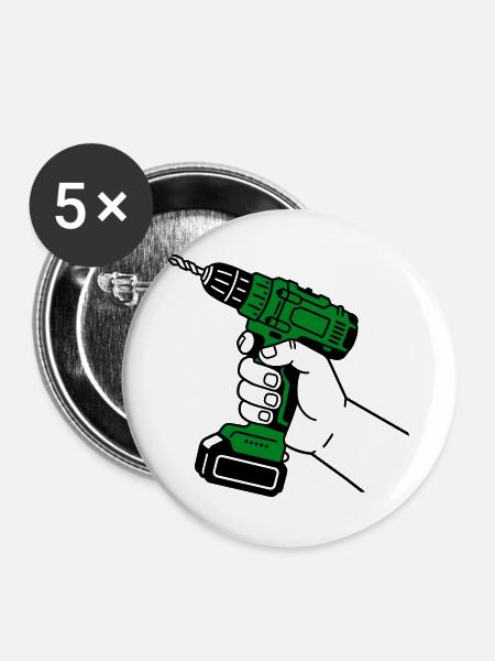 Handwerker - Buttons groß 56 mm (5er Pack) - Weiß