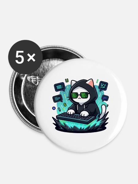 Chat-Hacker - Buttons groß 56 mm (5er Pack) - Weiß