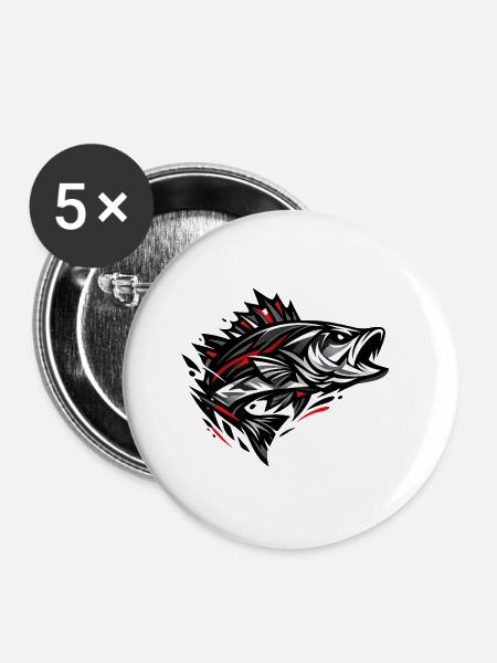 Red Perch - Buttons groß 56 mm (5er Pack) - Weiß