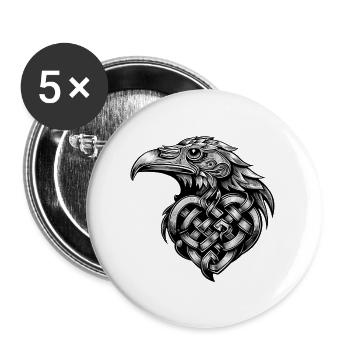 Eagle Illustration Black Tattoo Style - Buttons large 2.2''/56 mm (5-pack) - white - Front
