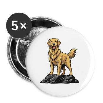 Golden Retriever Dog on Rock Golden Portrait - Buttons large 2.2''/56 mm (5-pack) - white - Front