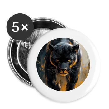 Design de Panthère noire - Lot de 5 grands badges (56 mm) - blanc - Devant