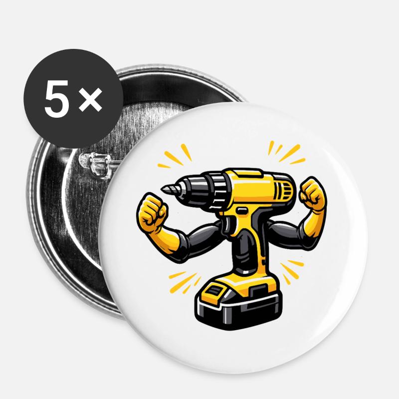 DIY funny cordless drill - Buttons large 2.2''/56 mm (5-pack) - white