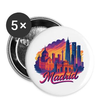 Madrid Skyline: Episch & Tropisch – Modern Art - Buttons groß 56 mm (5er Pack) - Weiß - Vorne
