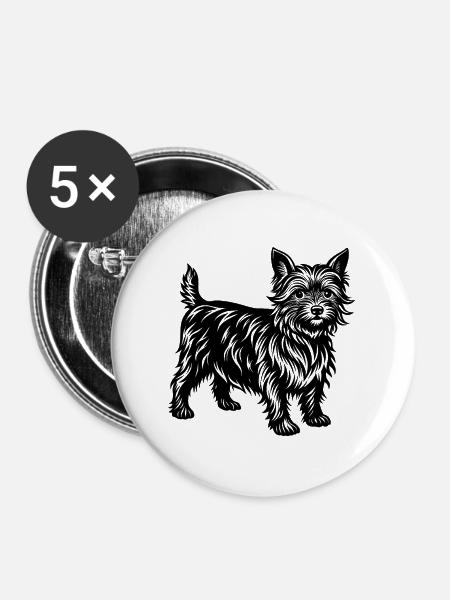 Cairn Terrier - Buttons groß 56 mm (5er Pack) - Weiß