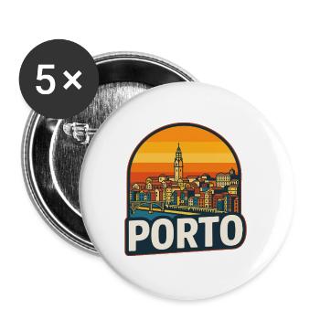 Porto Portugal Retro-Sonnenuntergangs-Skyline-Design - Buttons groß 56 mm (5er Pack) - Weiß - Vorne