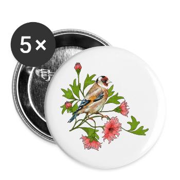 Bunter Vogel - Buttons groß 56 mm (5er Pack) - Weiß - Vorne