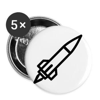 Rakete - Buttons groß 56 mm (5er Pack) - Weiß - Vorne