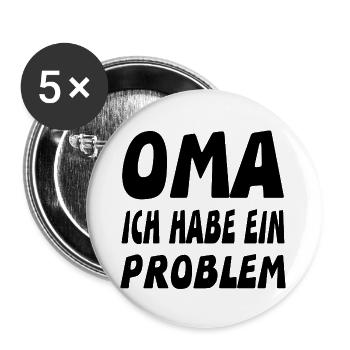 Oma - Buttons groß 56 mm (5er Pack) - Weiß - Vorne