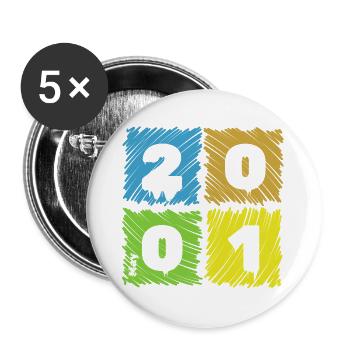 25. Écussons de Farbige du Geburtstag depuis 05/2001 - Lot de 5 grands badges (56 mm) - blanc - Devant