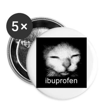 Ibuprofen Cat Shirt | Dark Humor Meme Aesthetic Te - Buttons groß 56 mm (5er Pack) - Weiß - Vorne