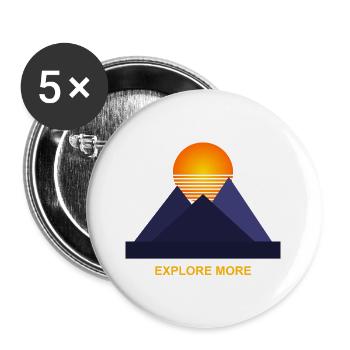 Explore More - Geometric Mountain Art - Buttons groß 56 mm (5er Pack) - Weiß - Vorne