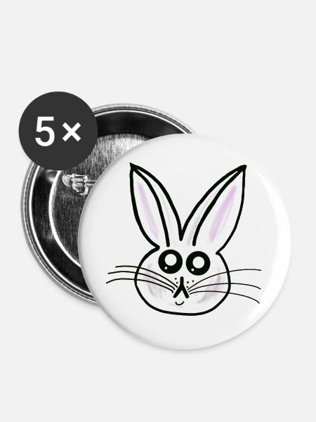 Hase Ostern Hase Hasen - Buttons groß 56 mm (5er Pack) - Weiß