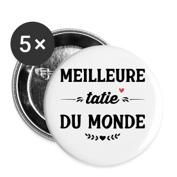  Meilleure tatie du monde Cadeau Annivers  - Lot de 5 grands badges (56 mm) - blanc - Devant