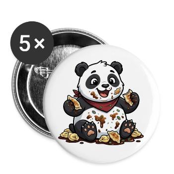 Cute Panda with Tortellini Chaos - Buttons large 2.2''/56 mm (5-pack) - white - Front