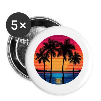 Strand Meer Palmen - Buttons groß 56 mm (5er Pack) - Weiß - Vorne
