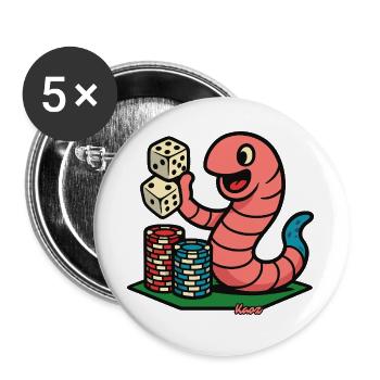 Krabbe am Würfelglück - Buttons groß 56 mm (5er Pack) - Weiß - Vorne