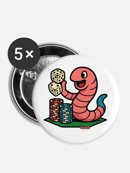 Krabbe am Würfelglück - Buttons groß 56 mm (5er Pack) - Weiß