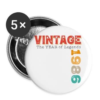 Millésime 1986 - Lot de 5 grands badges (56 mm) - blanc - Devant
